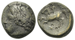 Kings of Macedon. Philip II (359-336 BC). Æ (15,8mm, 6.25g). Uncertain Macedonian mint. Diademed head of Apollo l. R/ Horseman l.