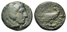 Kings of Macedon. Alexander III (336-323 BC). Æ (15,1mm, 3.39 g). Struck under Antipater. Amphipolis, circa 332-326 BC. Head of Herakles r., wearing l...