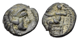 Kings of Macedon. Alexander III ‘the Great’ (336-323 BC). AR Obol (9mm, 0.49g, 3h). Tyre (?). Head of Herakles r., wearing lion skin. R/ Zeus Aëtophor...