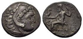 Kings of Macedon. Alexander III 'the Great' (336-323 BC). AR Drachm (18,2mm, 4g). Lampsakos, circa 310-301 BC. Head of Herakles right, wearing lion's ...