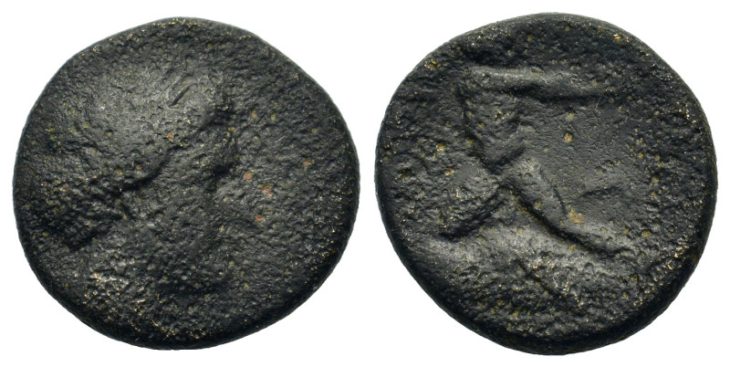 Thessaly, Lamia, c. 400-344 BC. Æ (14mm, 2.4g). Head of the nymph Lamia r. R/ Ph...