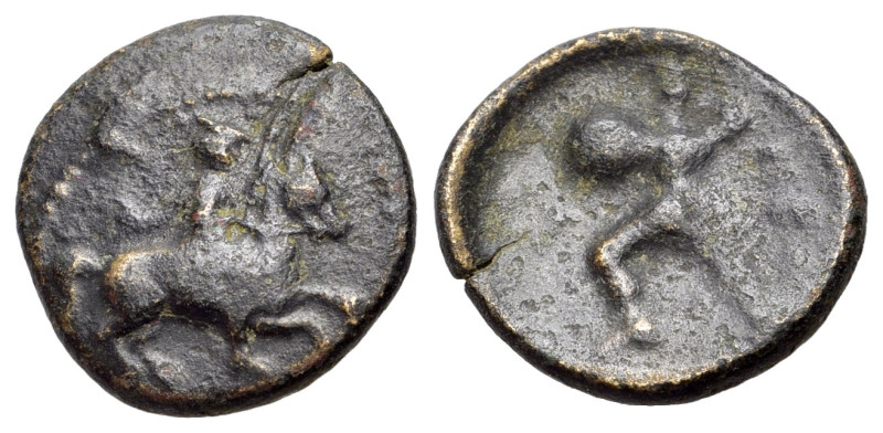 Thessaly, Pelinna, 4th century BC. Æ Chalkous (14mm, 1.80g, 2h). Horseman l., st...