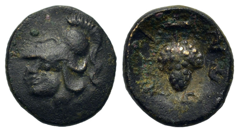 Lokris, Lokri Opuntii, c. 340 BC. Æ (13mm, 2g). Helmeted head of Athena left . R...