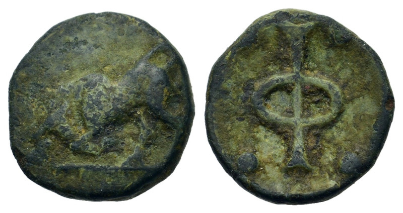 Phliasia, Phlious. C. 400-350 BC. Æ Dichalkon (11,6mm, 1.2g). Bull butting to le...