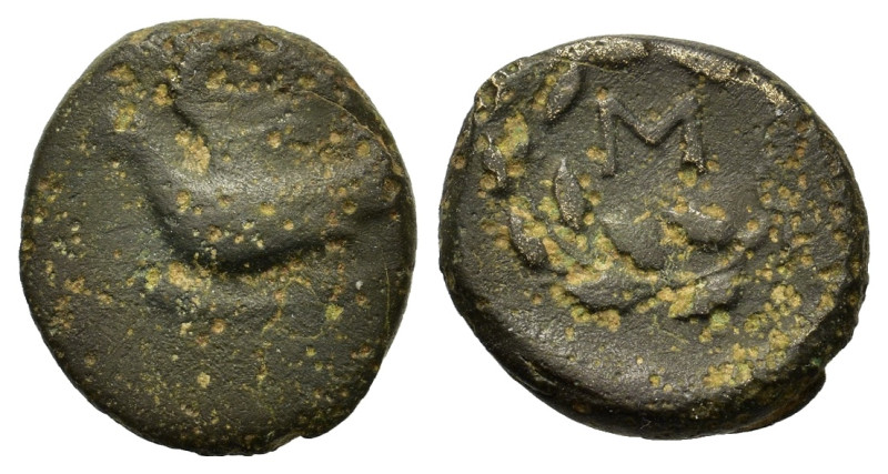 Sikyonia, Sikyon, c. 330-305 BC. Æ (13,3mm, 2g). Dove flying l. R/ Σ within wrea...