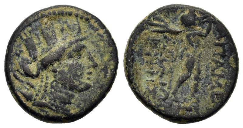 Phrygia, Apameia, c. 88-40 BC. Æ (13,7mm, 2.6g). Turreted head of Artemis-Tyche ...