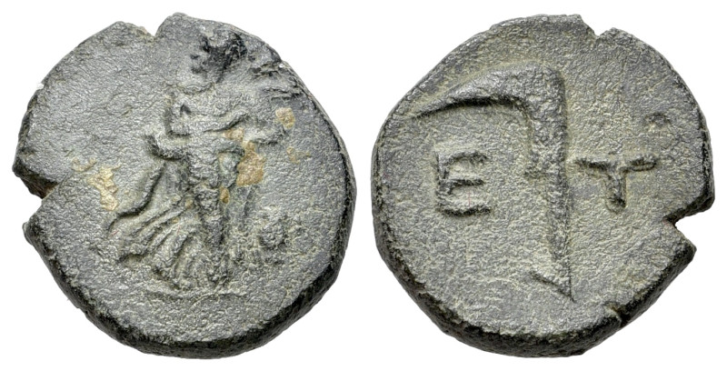 Pisidia, Etenna, 1st century BC. Æ (16mm, 2.87g, 12h). Nymph advancing r., head ...