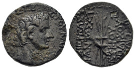 Tiberius (14-37). Cilicia, Olba. Æ (20,8mm, 9.4g). Ajax, high priest and toparch. Dated year 5 (AD 14/5). Laureate head of Tiberius right. R/ Thunderb...