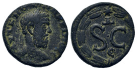 Macrinus (217-218). Syria, Seleucis and Pieria. Antioch. Laureate, draped and cuirassed bust of Macrinus to right. R/ Large S C; Δ above, E below; all...