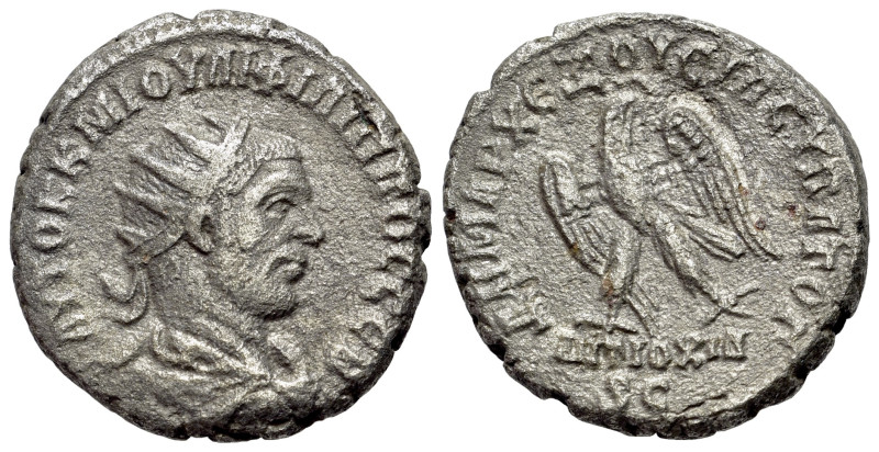 Philip I (244-249). Antioch. BI Tetradrachm (25mm, 9.40g, 2h), AD 247. Radiate, ...