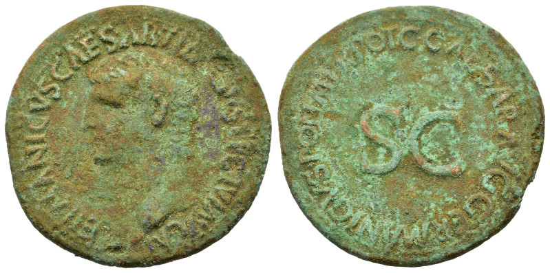 Germanicus (died AD 19). Æ As (29mm, 9.9g). Rome, AD 37-8. Bare head l. R/ Legen...