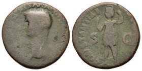 Claudius (41-54). Æ As (26,3mm, 10.7g). Rome, AD 42-43. Bare head l. R/ Constantia standing left leaning on sceptre. RIC 111.