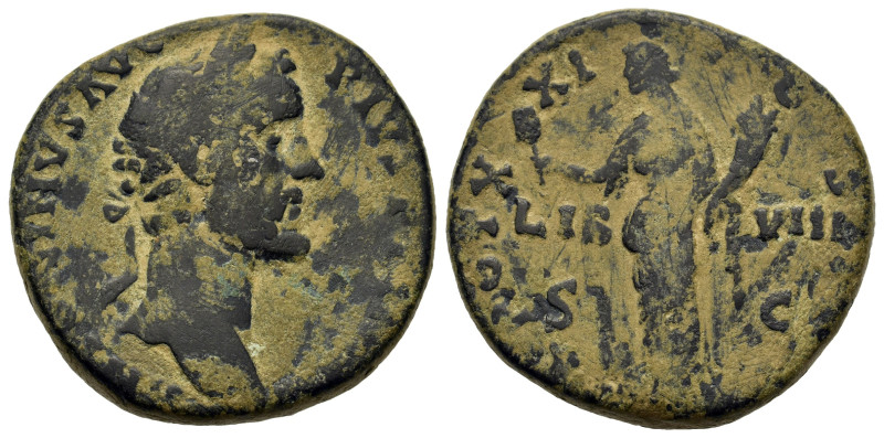 Antoninus Pius (138-161). Æ Sestertius (29,5mm, 22g). Rome. Laureate head r. R/L...