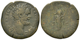 Septimius Severus (193-211). Æ Sestertius (16,6mm, 23.9g). Rome, AD 193. Laureate head r. R/ Liberalitas standing l., holding abacus and cornucopia. R...