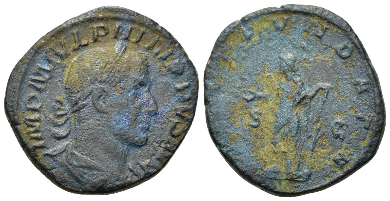 Philip I (244-249). Æ Sestertius (30,5mm, 18.7g). Rome, AD 144-149. Laureate, dr...