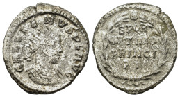 Gallienus (253-268). AR Antoninianus (21mm, 3g). Antioch, AD 263. Radiate and cuirassed bust r. R/ SPQR/ OPTIMO/ PRINCI/PI in four lines within wreath...