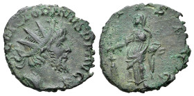 Victorinus (269-271). Radiate (18mm, 2.41g, 6h). Colonia Agrippinensis, AD 270. Radiate, draped and cuirassed bust r. R/ Pietas standing l., holding b...