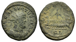 Allectus (The British Empire, 293-296). Æ Quinarius (20mm, 2.50 g, 12h). Londinium. Radiate and cuirassed bust r. R/ Galley left; QL. RIC V 55.