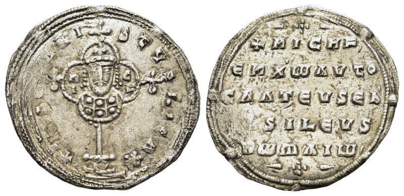 John I (969-976). AR Miliaresion (23mm, 2.9g). Constantinople, AD 969-976. + IҺS...