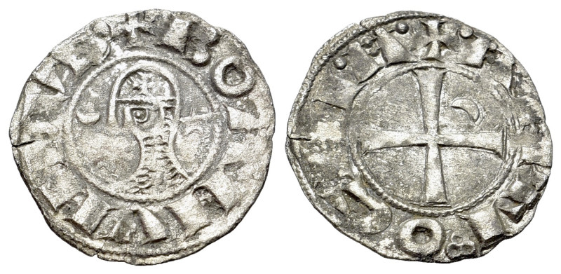 Antioch. Boemondo III (1149-1163). Denaro (18mm, 0.89g, 12h). Helmeted head left...