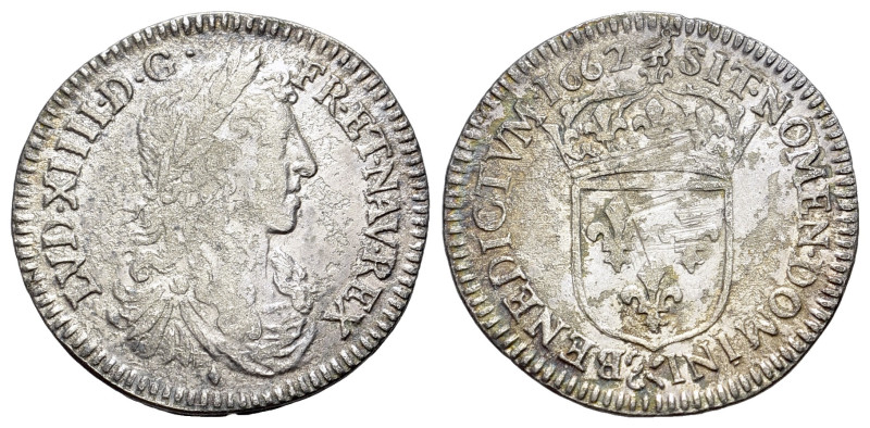 France. Louis XIV (1662). AR 1/12 Ecu Aix (20mm, 2.19g, 6h). LVD.XIIII.D.G. - FR...