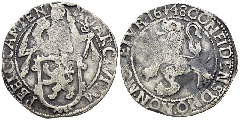 Netherlands. Kampen. Lion Daalder, 1648 (40mm, 26.63g, 1h). Knight standing, fac...