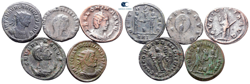 Lot of ca. 5 roman coins (Carinus, Severina, Diocletian, Diva Mariniana, Salonin...