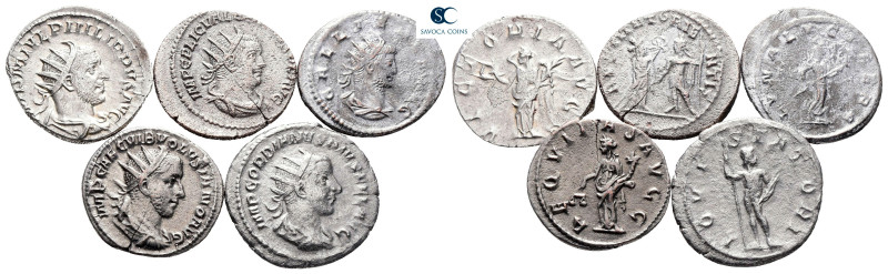 Lot of ca. 5 roman coins (Philip I, Valerian I, Volusian, Gallienus, Gordian III...