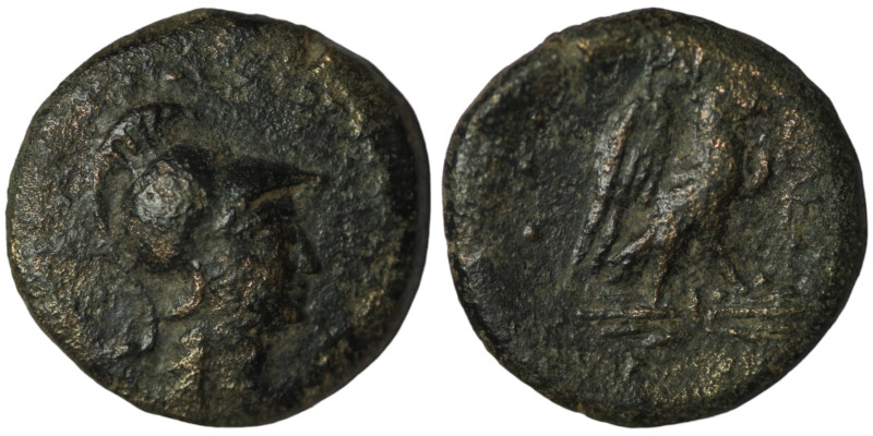 Akmoneia, Phrygia. 100-1 BC. Obv. Helmeted head of Athena right, with aegis. Rev...