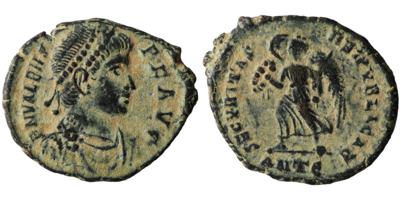 Valens. (364-378 AD). Æ Follis. Antioch. 18mm, 2,17g