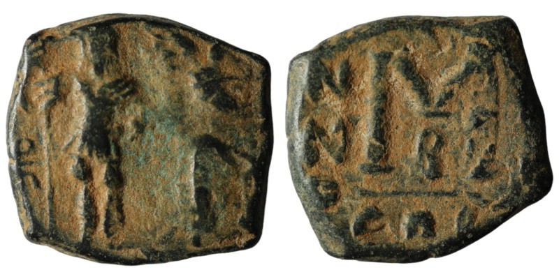 Heraclius and Heraclius Constantine. (610-641 AD) Æ Follis. Constantinople. Obv:...