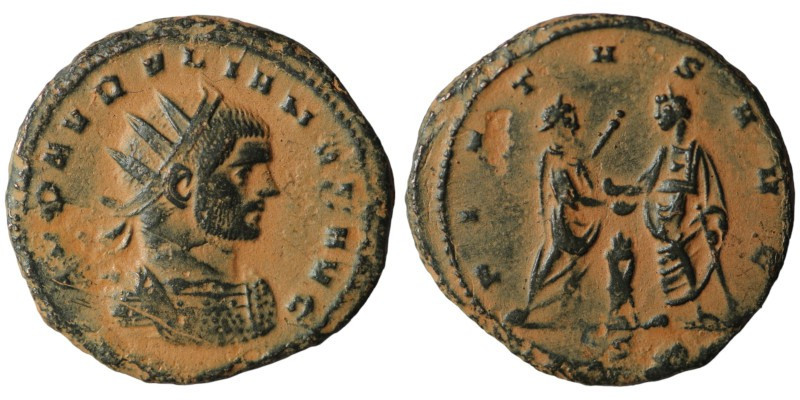 Aurelian. (270-275 AD). Æ Antoninian. Antioch. artificial sandpatina. 22mm, 4,52...