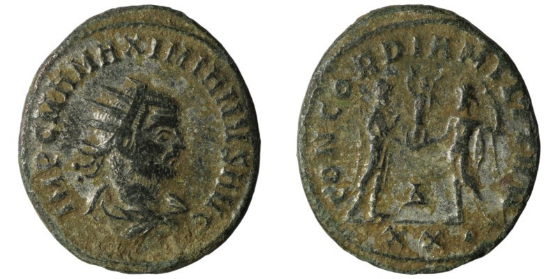 Maximianus. (285-295 AD). Æ Antoninian. Antioch. Obv: IMP CMA MAXIMIANVS PF AVG....