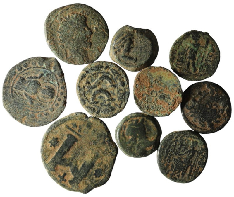 Lot of 10 ancient bronze coins. sold as seen, no return. relisted from Auction 1...