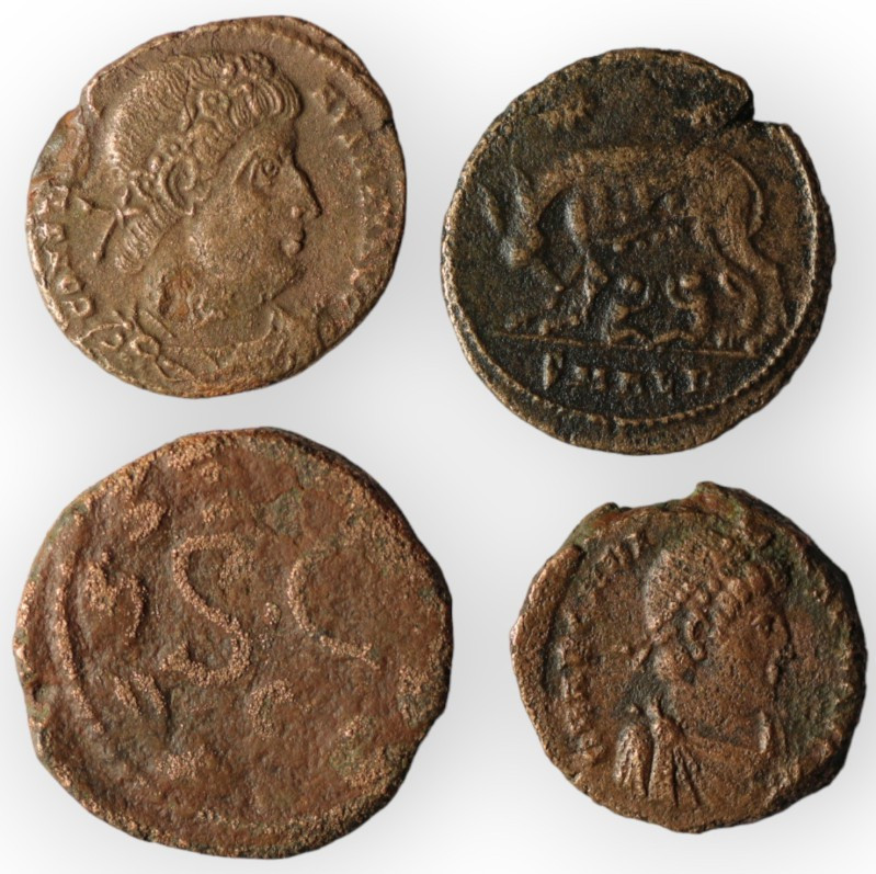 Lot of 4 ancient bronze coins. sold as seen, no return. relisted from Auction 11...