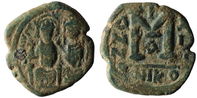 Justin II. and Sophia. (565-578 AD). Follis. Nikomedia. Obv: Justin II. and Soph...