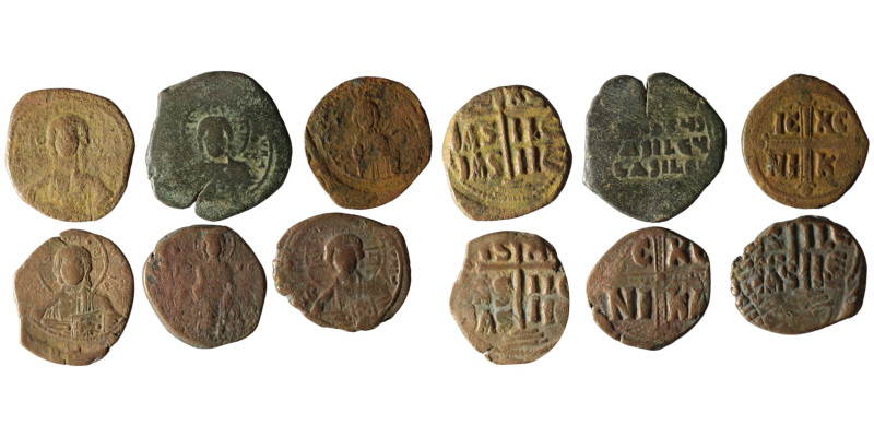 Lot of 6 Byzantine bronze Follis. Sold as seen, no return!