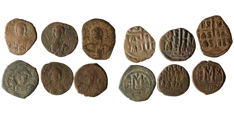 Lot of 6 Byzantine bronze Follis. Sold as seen, no return!