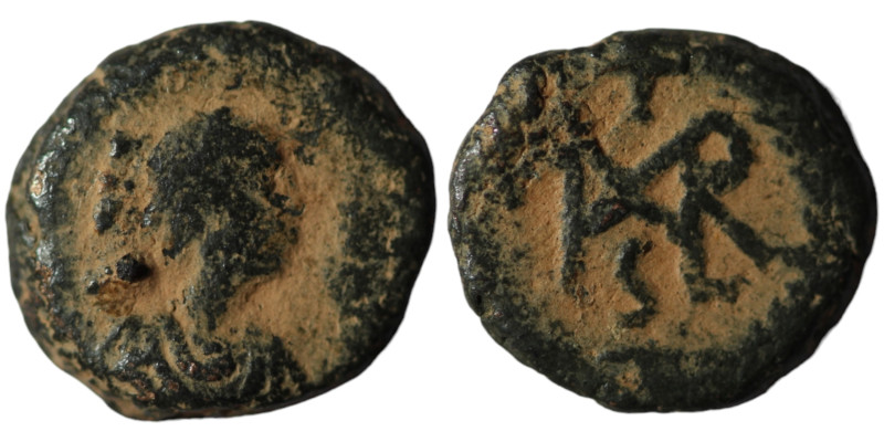 Marcian. (350-357 AD) Æ Nummus. Obv: diademed bust right. Rev: monogram in wreat...