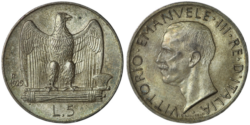 Italy. 1929 - R. 5 Lire. 23mm, 5,02g