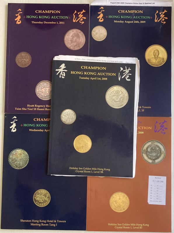 Champion Hong Kong Auction. Lotto di 5 Cataloghi: 1 April 2008 – 22 June 2008 – ...