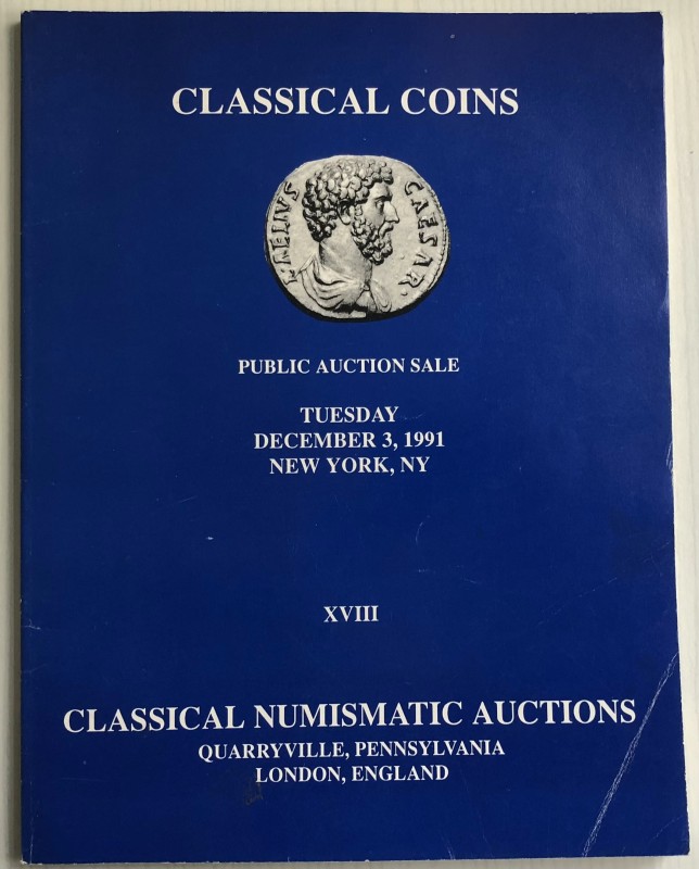 CNG Auction XVIII. 3 December 1991. Brossura ed. pp. 120, lotti 1107, ill. in b/...