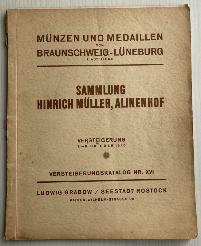 Grabow L. Sammlung Okonomierat Hinrich Muller, Alinenhof. Munzen und Medaillen v...