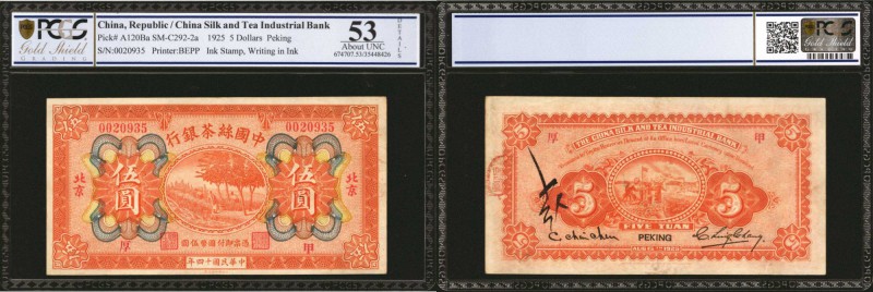 CHINA--REPUBLIC. China Silk and Tea Industrial Bank. 5 Dollars, 1925. P-A120Ba. ...