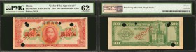 CHINA--REPUBLIC. Central Bank of China. 500 Customs Gold Units, 1947. P-334cts. Color Trial Specimen. PMG Uncirculated 62.

(S/M #C301-23) A 500 Cus...
