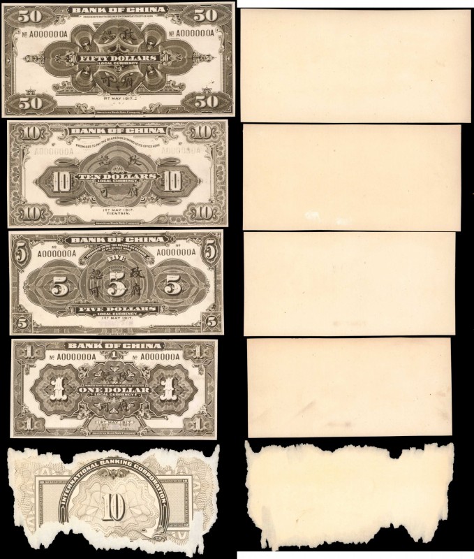 CHINA--REPUBLIC. Mixed Banks. 1 to 50 Dollars, 1917. P-Various. Archival Proofs....