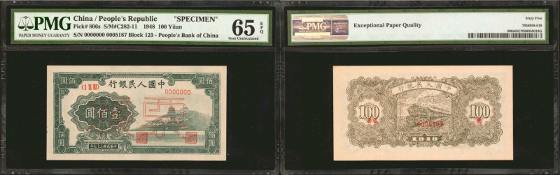 CHINA--PEOPLE'S REPUBLIC. People's Bank of China. 100 Yuan, 1948. P-806s. Specim...