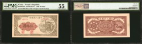 CHINA--PEOPLE'S REPUBLIC. People's Bank of China. 50 Yuan, 1949. P-828a. PMG About Uncirculated 55.

(S/M #C282-37) Block 465. One of the more diffi...