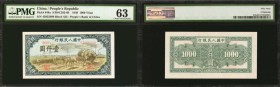 CHINA--PEOPLE'S REPUBLIC. People's Bank of China. 1000 Yuan, 1949. P-849a. PMG Choice Uncirculated 63.

One of the most popular designs from this 19...