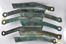 CHINA. Zhou Dynasty, ca. 1046-256 B.C. Warring States Period, ca. 475-221 B.C. Bronze Knife Money (13 Pieces), ND (ca. 400-220 B.C.). Average Grade: V...